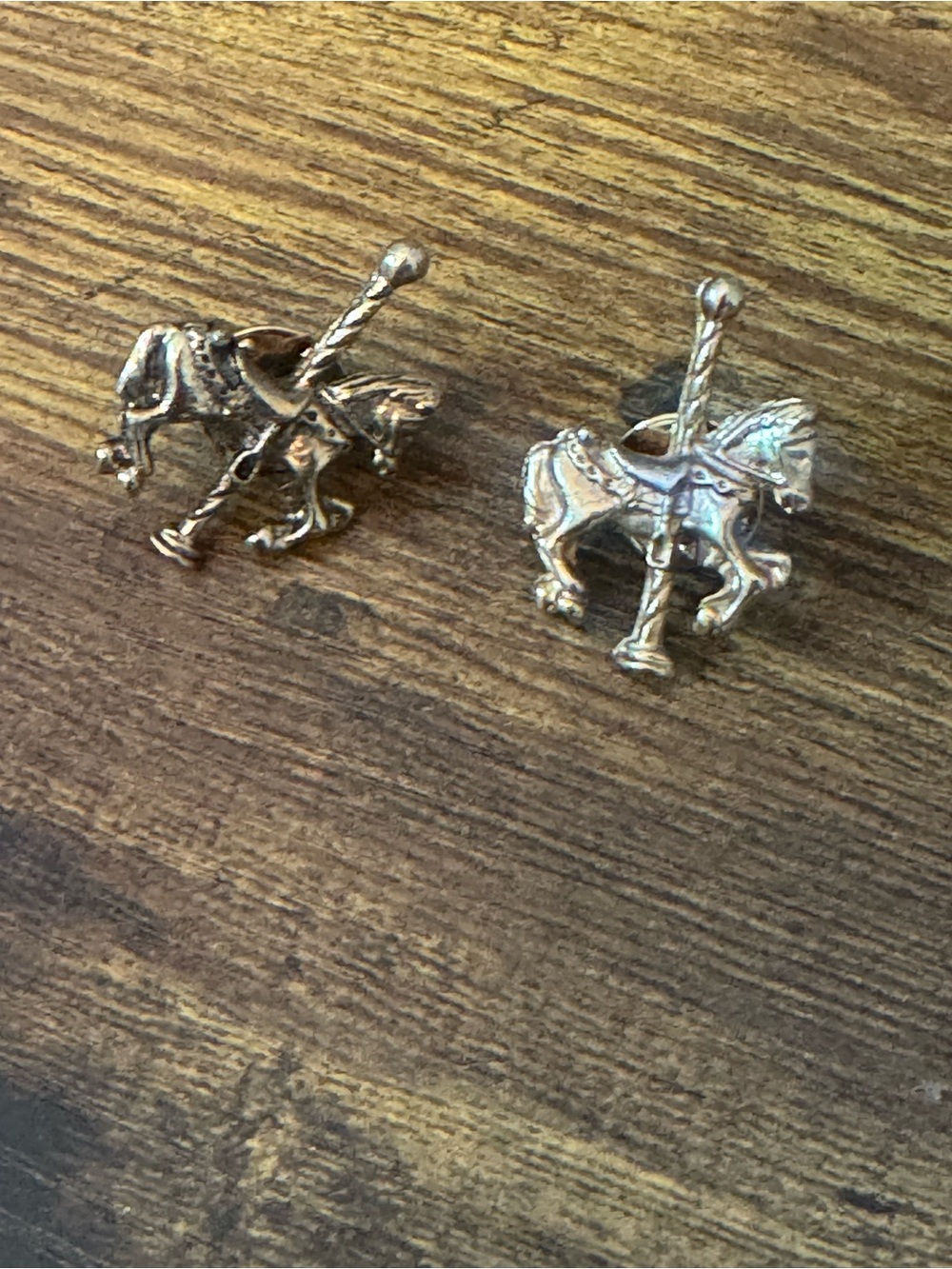 Vintage Ballou Reg’d Carousel Horse Lapel‎ Pins Pair Gold Tone Tie Tack